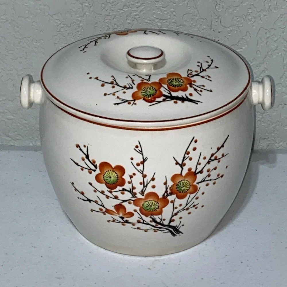VTG Ice Bucket Large Bowl With Lid  Made in Occupied Japan SGK China 🍊 Blossom